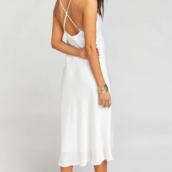 Show Me Your MuMu Verona Cowl Dress Medium Ivory Luxe Satin White NWT - Picture 2 of 10